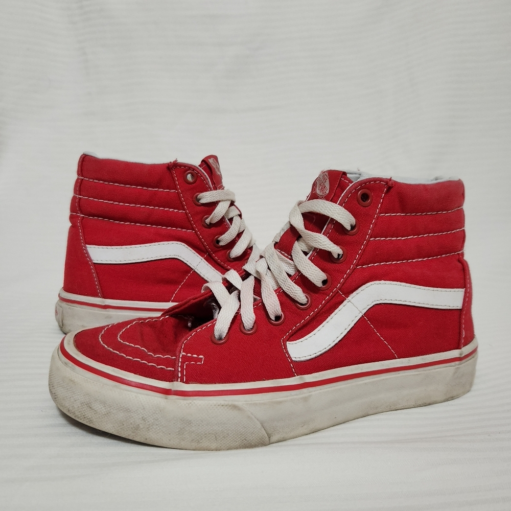 Unisex VANS  Sk8-Hi Red Off The Wall Sneakers Size 6 Men 7.5 Women